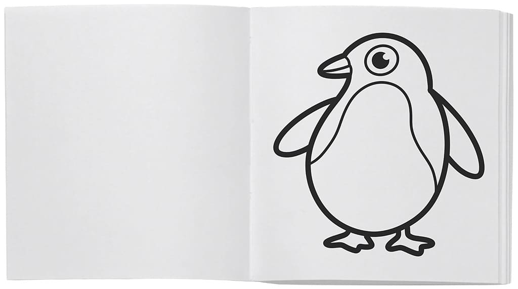 Página con un dibujo de un pingüino