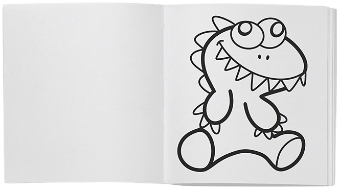 Página con un dibujo de un dinosaurio gracioso